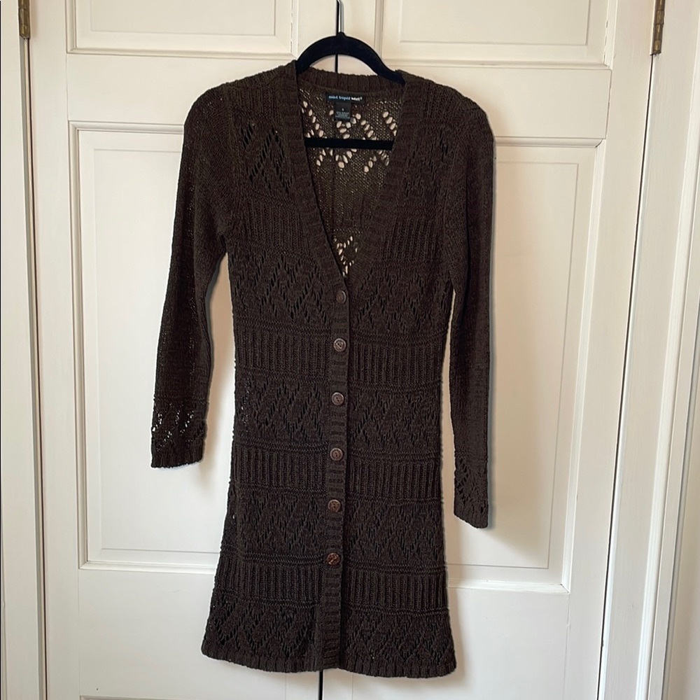 Saint Tropez West Brown Crocheted Sweater